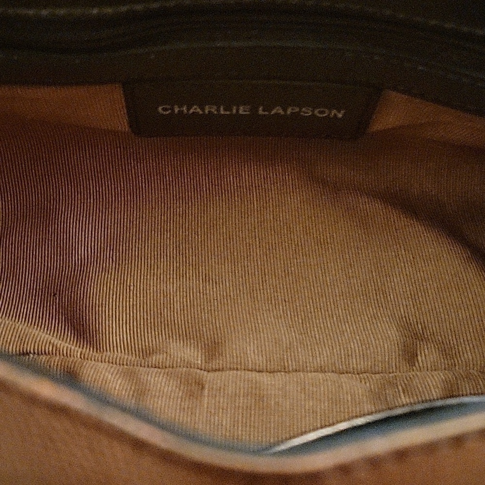 Vtg CHARLIE LAPSON Metallic Copper Brown Baguette Satchel Bag - Picture 9 of 16